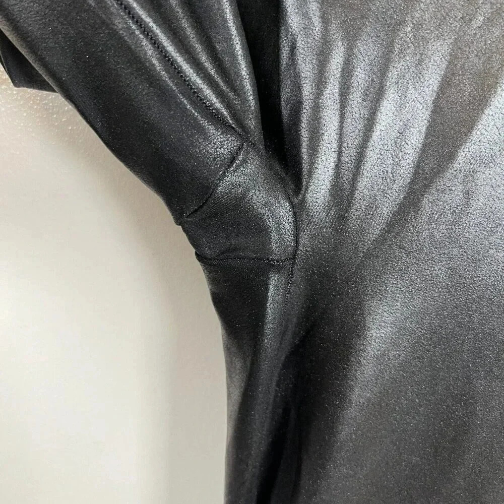 Spanx Faux Leather Leggings Size Large Black High Rise Slimming Shaping Stretch - Picture 5 of 10